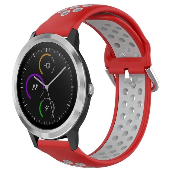 Per Garmin Vivoactive3 20mm Cinturino sportivo in silicone traspirante traforato (rosso + grigio)