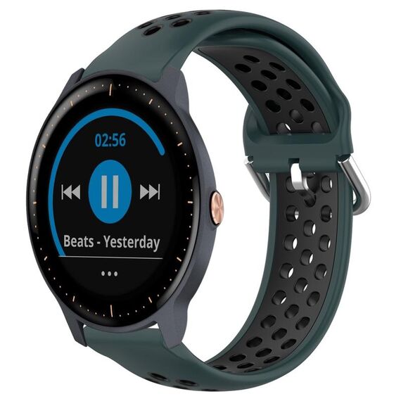 Per Garmin Vivoactive3 Music 20mm Cinturino in silicone sportivo traforato e traspirante (verde oliva + nero)