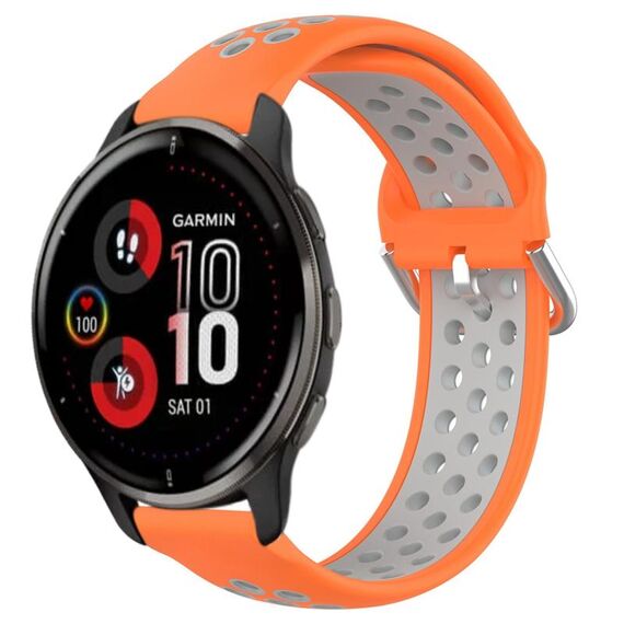 Per Garmin Venu 2 Plus 20mm Cinturino sportivo in silicone traspirante traforato (arancione + grigio)