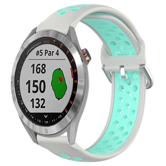 Per Garmin Approach S40 Cinturino sportivo in silicone traspirante traforato da 20 mm (grigio + anatra d'acqua)