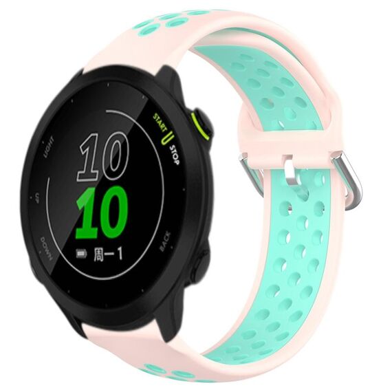 Per Garmin Forerunner 158 20mm Cinturino sportivo in silicone traspirante traforato (rosa + anatra d'acqua)