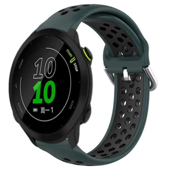 Per Garmin Forerunner 158 20mm Cinturino sportivo in silicone traspirante traforato (verde oliva + nero)