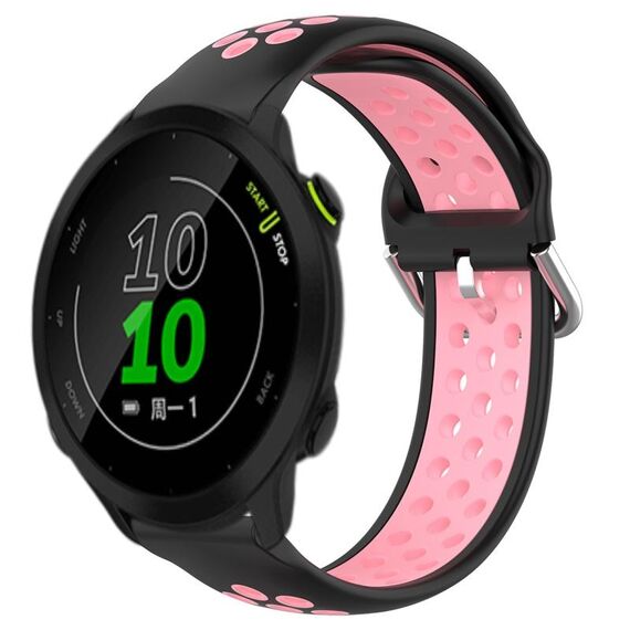 Per Garmin Forerunner 158 20mm Cinturino sportivo in silicone traspirante traforato (nero + rosa)