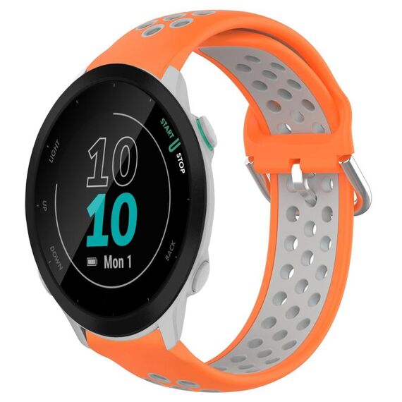 Per Garmin Forerunner 55 20mm Cinturino sportivo in silicone traspirante traforato (arancione + grigio)