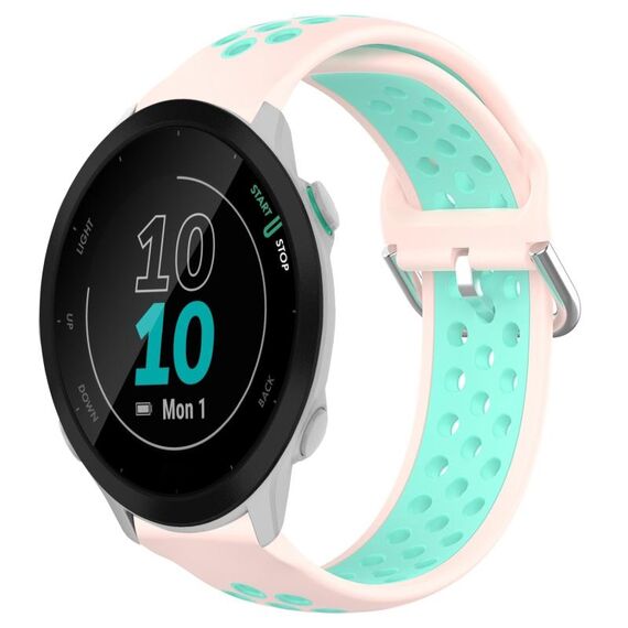 Per Garmin Forerunner 55 20mm Cinturino sportivo in silicone traspirante traforato (rosa + anatra d'acqua)