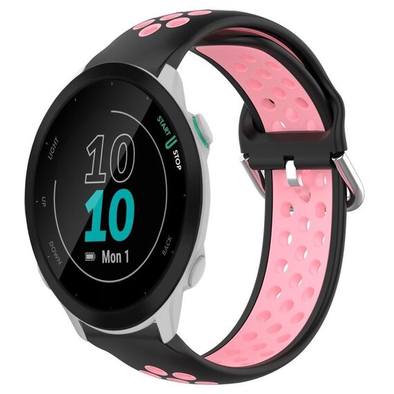 Per Garmin Forerunner 55 20mm Cinturino sportivo in silicone traspirante traforato (nero + rosa)