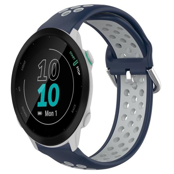 Per Garmin Forerunner 55 Cinturino sportivo in silicone traspirante traforato da 20 mm (blu notte + grigio)