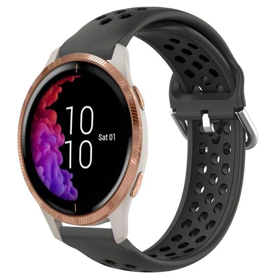 Per Garmin Venu 20mm cinturino in silicone sportivo traspirante perforato (nero)