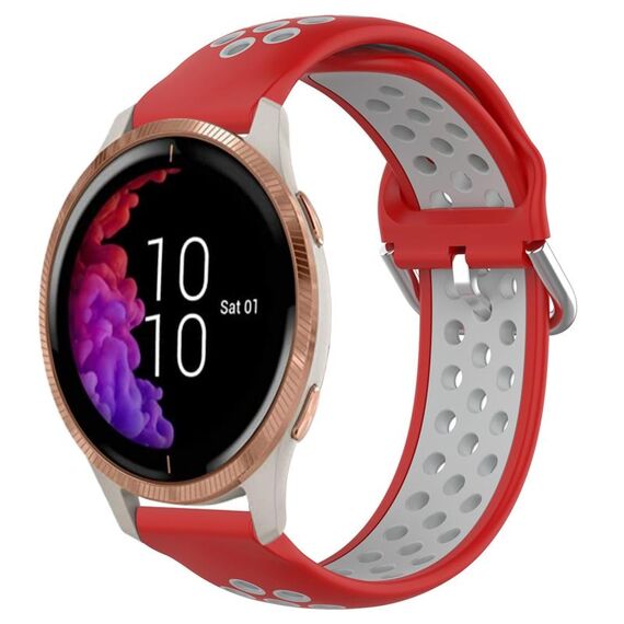 Per Garmin Venu 20mm cinturino in silicone sportivo traspirante perforato (rosso + grigio)
