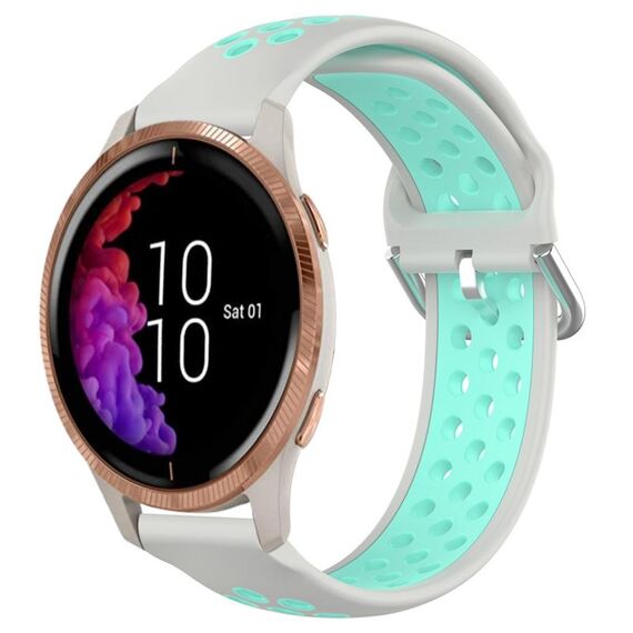 Per Garmin Venu 20mm cinturino in silicone sportivo traspirante traforato (grigio + anatra d'acqua)
