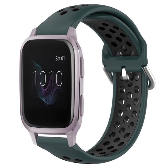 Per Garmin Venu SQ 20mm Cinturino sportivo in silicone traspirante traforato (verde oliva + nero)