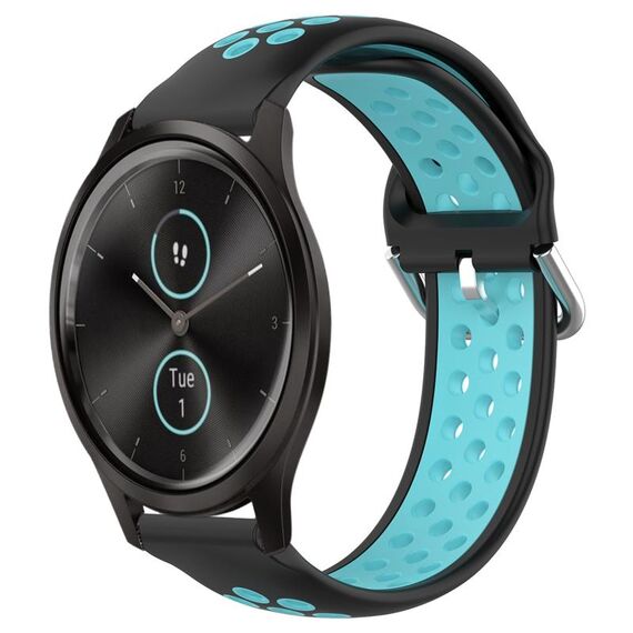 Per Garmin VivoMove Style 20mm Cinturino in silicone sportivo traforato traspirante (nero + blu)