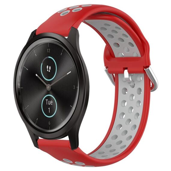 Per Garmin VivoMove Style 20mm Cinturino in silicone sportivo traforato traspirante (rosso + grigio)