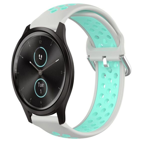 Per Garmin VivoMove Style 20mm Cinturino in silicone sportivo traforato traspirante (grigio + anatra d'acqua)