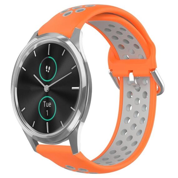 Per Garmin VivoMove Luxe 20mm Cinturino in silicone sportivo traforato traspirante (arancione + grigio)