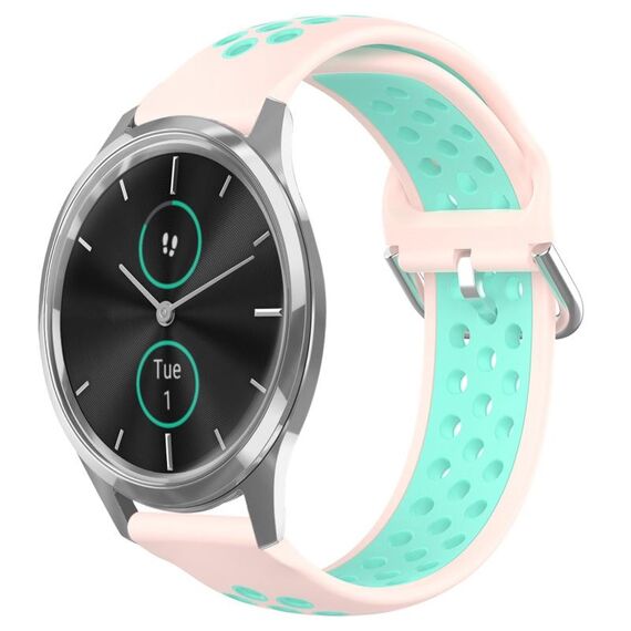 Per Garmin VivoMove Luxe 20mm Cinturino sportivo in silicone traspirante traforato (rosa + anatra d'acqua)