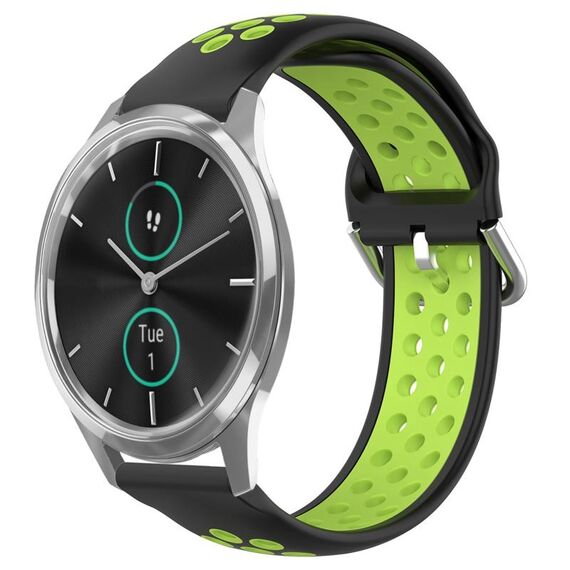 Per Garmin VivoMove Luxe 20mm Cinturino in silicone sportivo traforato traspirante (nero + lime)