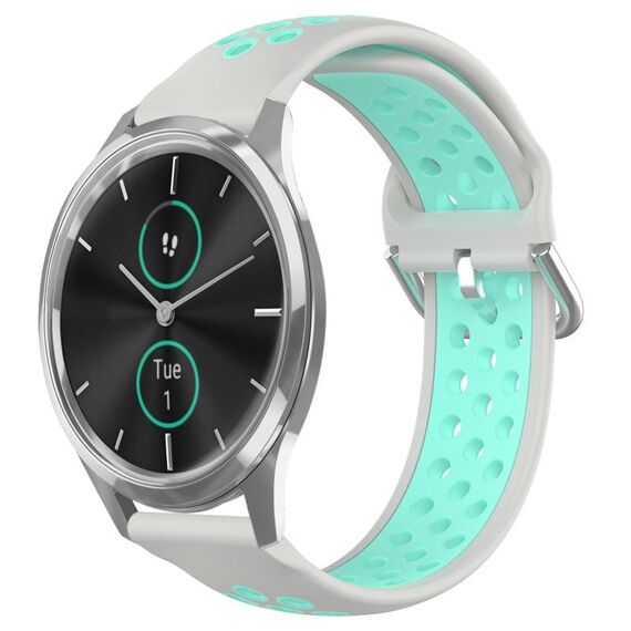 Per Garmin VivoMove Luxe 20mm Cinturino in silicone sportivo traforato traspirante (grigio + anatra d'acqua)