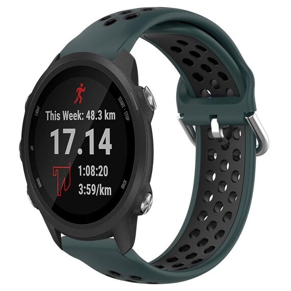 Per Garmin Forerunner 245 Cinturino sportivo in silicone traspirante traforato da 20 mm (verde oliva + nero)