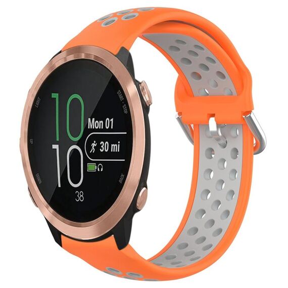 Per Garmin Forerunner 645 Cinturino sportivo in silicone traspirante traforato da 20 mm (arancione + grigio)
