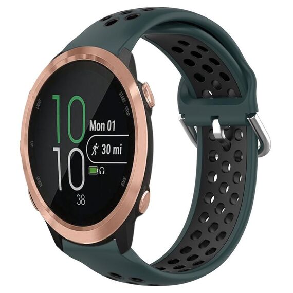 Per Garmin Forerunner 645 Music Cinturino sportivo in silicone traspirante perforato da 20 mm (verde oliva + nero)