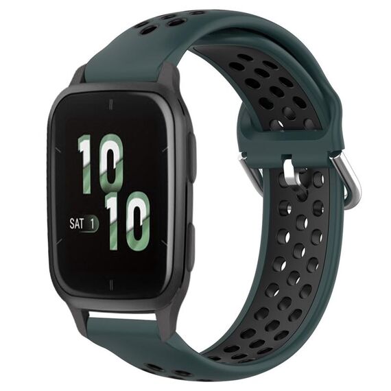 Per Garmin Forerunner Sq2 Cinturino sportivo in silicone traspirante traforato da 20 mm (verde oliva + nero)