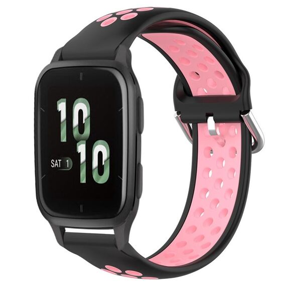 Per Garmin Forerunner Sq2 20mm Cinturino sportivo in silicone traspirante traforato (nero + rosa)