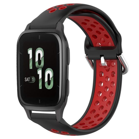 Per Garmin Forerunner Sq2 20mm Cinturino sportivo in silicone traspirante traforato (nero + rosso)
