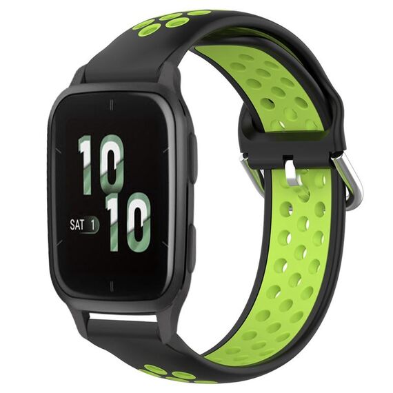 Per Garmin Forerunner Sq2 20mm Cinturino in silicone sportivo traforato traspirante (nero + lime)