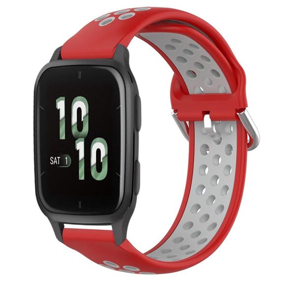 Per Garmin Forerunner Sq2 20mm Cinturino sportivo in silicone traspirante traforato (rosso + grigio)