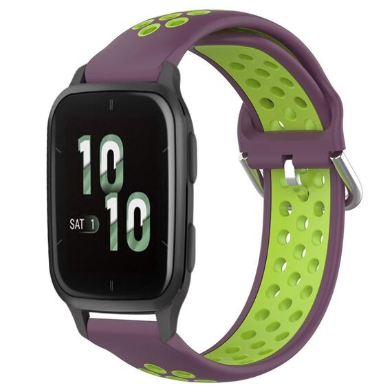 Per Garmin Forerunner Sq2 Cinturino per orologio sportivo in silicone traforato traspirante da 20 mm (viola + lime)