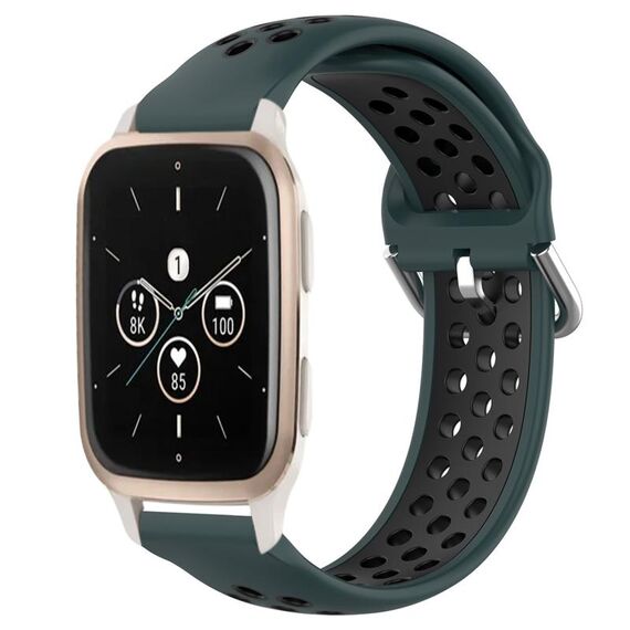 Per Garmin Forerunner Sq2 Music 20mm Cinturino in silicone sportivo traforato e traspirante (verde oliva + nero)