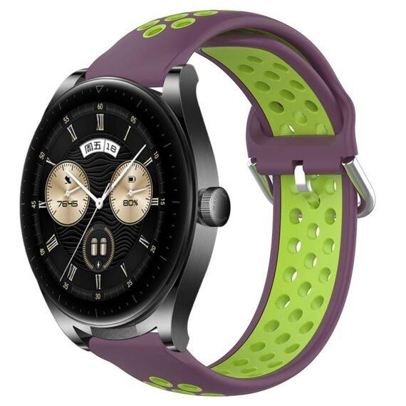 Per Huawei Watch Buds 22mm Cinturino in silicone sportivo traforato traspirante (viola + lime)