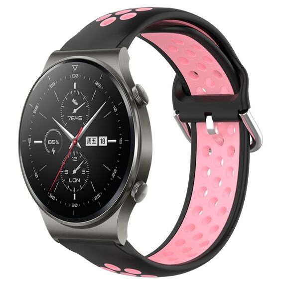 Per Huawei GT2 Pro 22mm Cinturino in silicone sportivo traspirante traforato (nero + rosa)