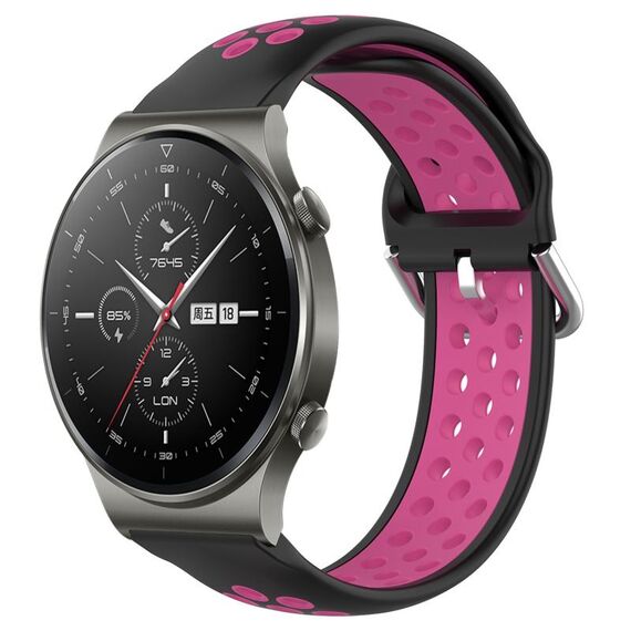 Per Huawei GT2 Pro 22mm Cinturino in silicone sportivo traspirante traforato (nero + rosa rossa)