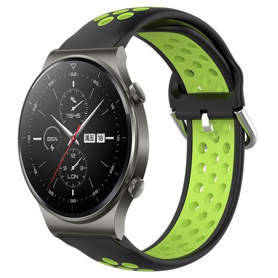 Per Huawei GT2 Pro 22mm Cinturino sportivo in silicone traspirante traforato (nero + lime)