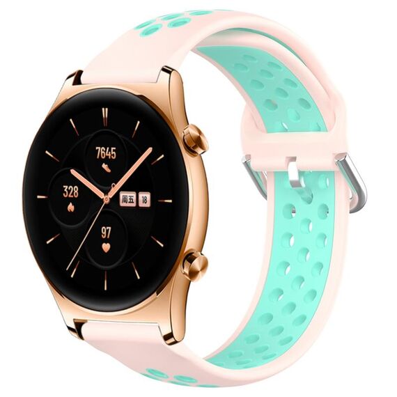 For Honor Watch GS 3 22mm Cinturino in silicone sportivo traforato traspirante (rosa + anatra d'acqua)