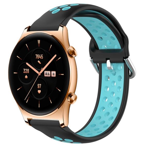 For Honor Watch GS 3 22mm Cinturino in silicone sportivo traforato traspirante (nero + blu)