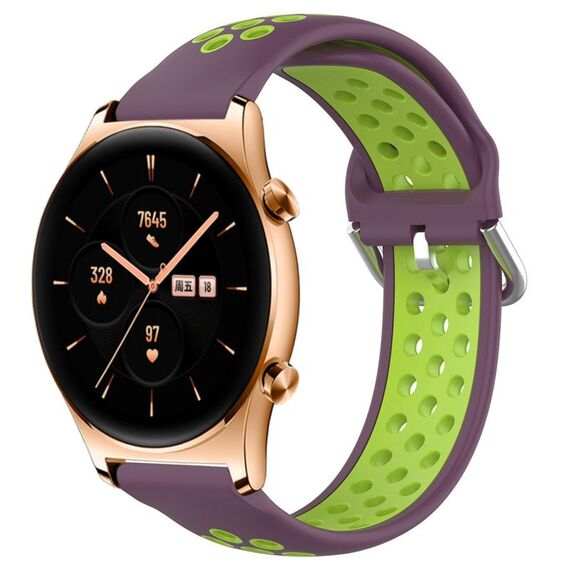 For Honor Watch GS 3 22mm Cinturino in silicone sportivo traforato traspirante (viola + lime)