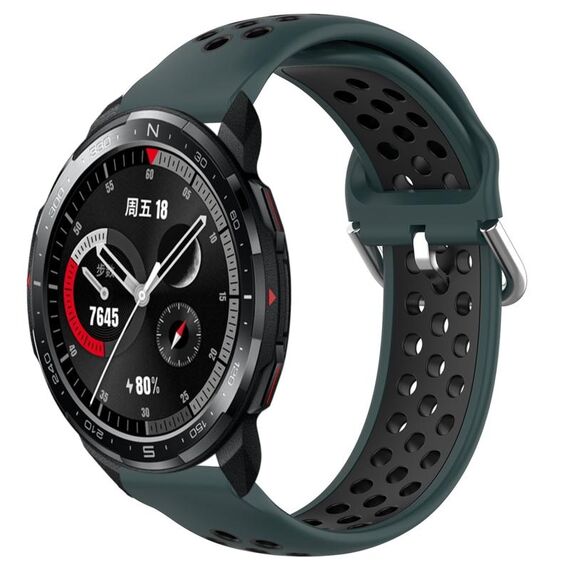 For Honor Watch GS Pro 22mm Cinturino in silicone sportivo traforato e traspirante (verde oliva + nero)