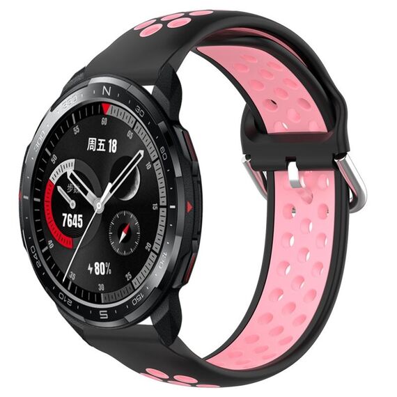 For Honor Watch GS Pro 22mm Cinturino in silicone sportivo traforato traspirante (nero + rosa)