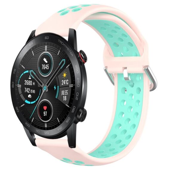 Per Honor Magic Watch 2 46mm 22mm Cinturino sportivo in silicone traspirante traforato (rosa + anatra d'acqua)