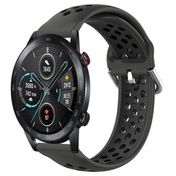 Per Honor Magic Watch 2 46mm 22mm Cinturino in silicone sportivo traforato traspirante (nero)