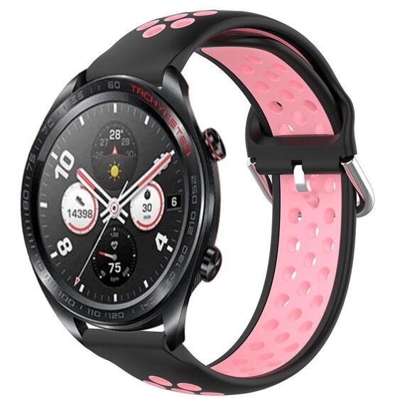 For Honor Watch Dream 22mm Cinturino in silicone sportivo traforato e traspirante (nero + rosa)