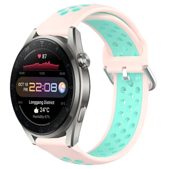 Per Huawei Watch 3 Pro Nuovo cinturino sportivo in silicone traspirante traforato da 22 mm (rosa + anatra d'acqua)