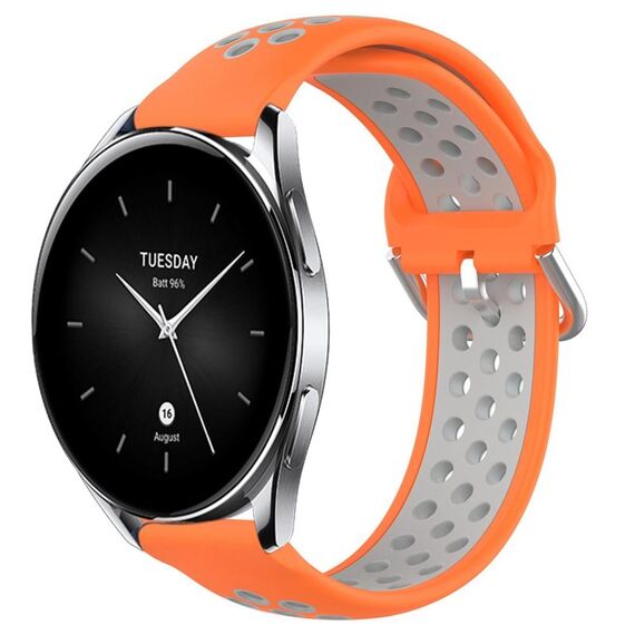 Per Xiaomi Watch S2 42mm 22mm Cinturino sportivo in silicone traspirante traforato (arancione + grigio)