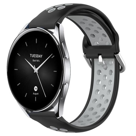 Per Xiaomi Watch S2 42mm 22mm Cinturino sportivo in silicone traspirante traforato (nero + grigio)