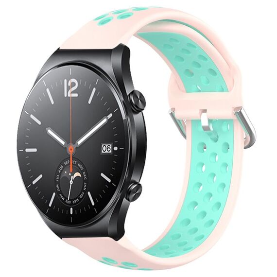 Per Xiaomi MI Watch S1 22mm Cinturino in silicone sportivo traspirante traforato (rosa + anatra d'acqua)