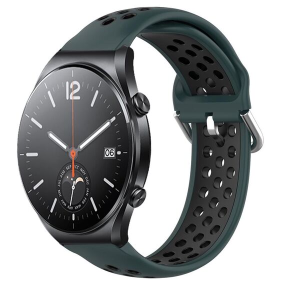 Per Xiaomi MI Watch S1 22mm Cinturino in silicone sportivo traspirante traforato (verde oliva + nero)