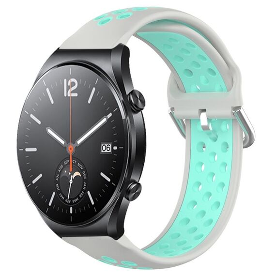 Per Xiaomi MI Watch S1 22mm Cinturino in silicone sportivo traspirante traforato (grigio + anatra d'acqua)